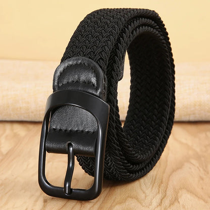 Ceinture tissée élastique en toile extensible pour hommes et femmes, sans trous, sans poinçon, pour pantalons d'étudiant polyvalents de Style coréen
