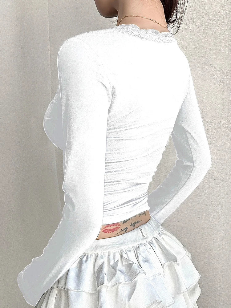 T-shirt femme nouveau Streetwear printemps mode décontracté mince T-shirt élégant femme Sexy noir dame polyvalent tricoté t-shirts vêtements