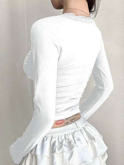 T-shirt femme nouveau Streetwear printemps mode décontracté mince T-shirt élégant femme Sexy noir dame polyvalent tricoté t-shirts vêtements