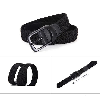 Ceinture tissée élastique en toile extensible pour hommes et femmes, sans trous, sans poinçon, pour pantalons d'étudiant polyvalents de Style coréen