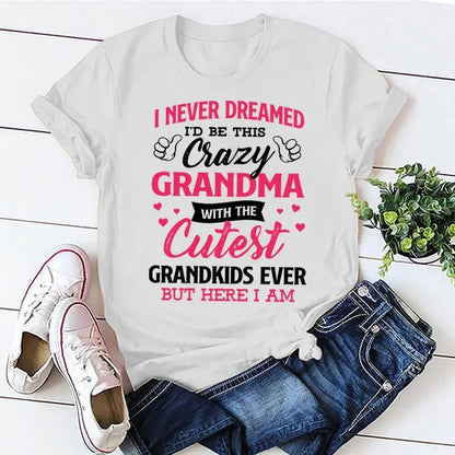 T-shirt manches courtes col rond femme, estival et décontracté, I Never Dreamed I'd Be This ELAN Grandma