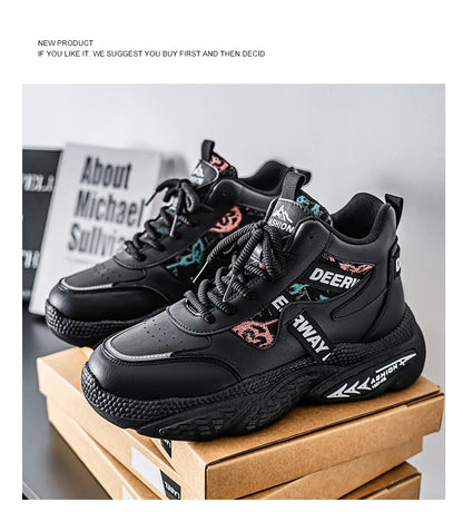 Chaussures de marche pour hommes, baskets montantes à semelle épaisse, antidérapantes, confortables, décontractées, tendance, Skateboard, nouvelle collection 2025