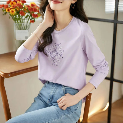 T-shirt à manches longues pour femmes, haut fin et ample, à la mode, intérieur et extérieur, printemps et automne, 2025