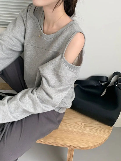 Femme T-shirt rouge Sexy vêtements ample haut uni pour les femmes épaules nues 2025 vieux Simple pas cher T-shirt élégant Original Xxl Emo T-shirt