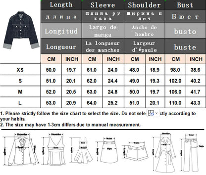 HH – costume en Denim Vintage pour femme, manteau à revers à manches longues et simple boutonnage + jean taille haute à jambes larges, ensemble de mode de rue, automne 2024