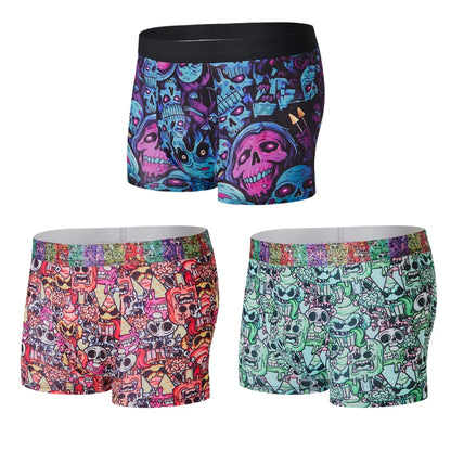 FARDLY 3 pièces cadeau d'Halloween pour hommes Boxer pour hommes sous-vêtements doux et respirants caleçons extensibles confortables
