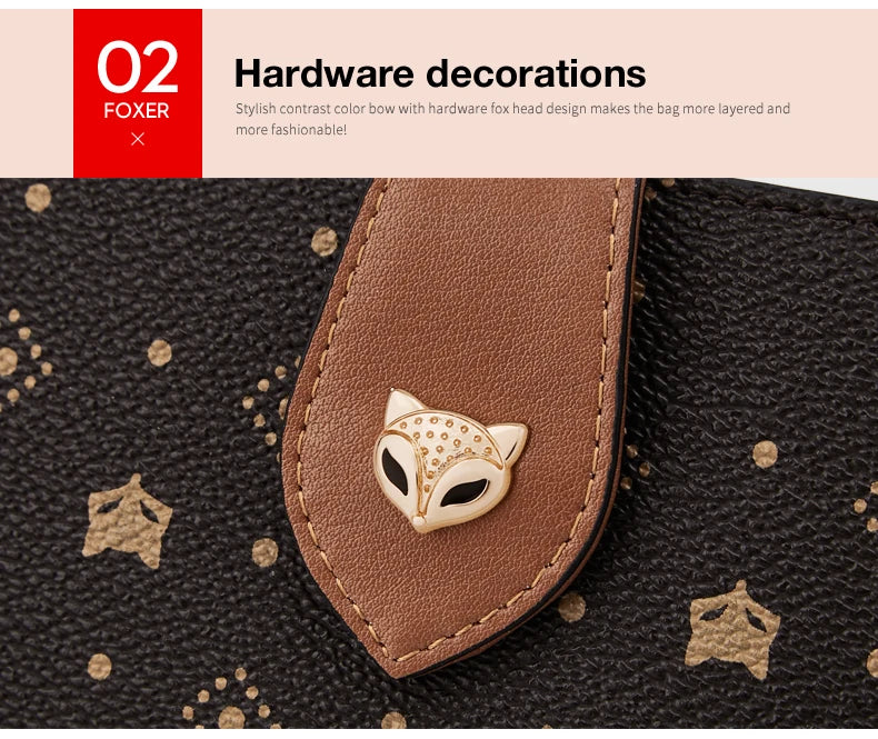 FOXER femmes Long portefeuille carte et porte-passeport élégant pochette dame monogramme PVC avec bracelet sac de téléphone portable femme porte-monnaie