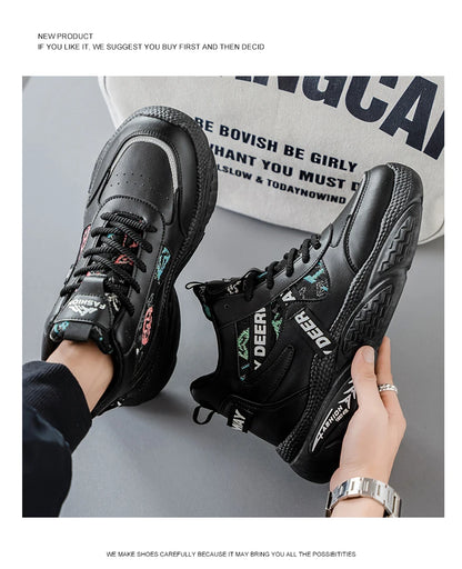 Chaussures de marche pour hommes, baskets montantes à semelle épaisse, antidérapantes, confortables, décontractées, tendance, Skateboard, nouvelle collection 2025