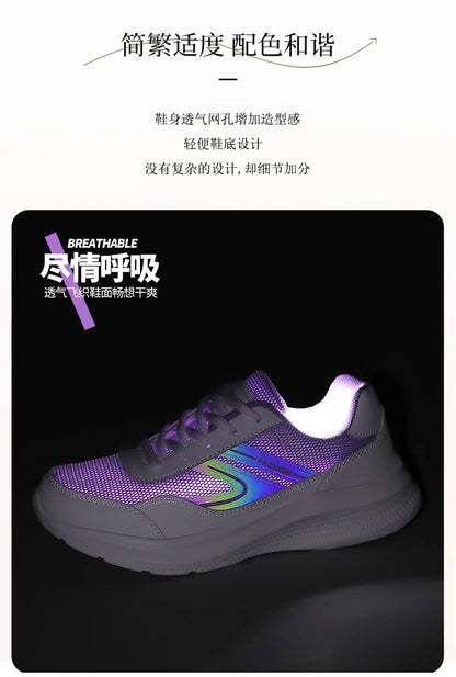 Chaussures de sport légères pour femmes, chaussures de course pour étudiants, non ald et absorbant les chocs, semelle souple pour mère, printemps et été