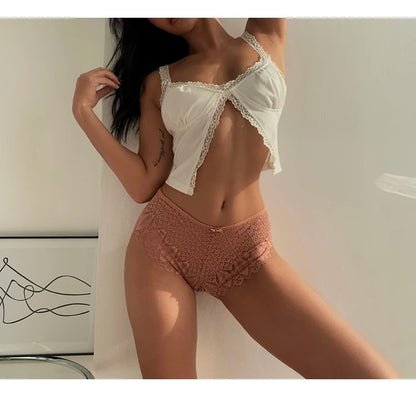 Culotte Sexy pour femmes sous-vêtements taille basse slip en dentelle transparente respirant doux Lingerie femme caleçon Sexy femme culotte