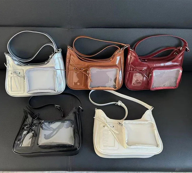 Sac à bandoulière transparent pour femme, sac à main preppy pour femme, sac à bandoulière scolaire, sac à main pour femme, designer japonais, Y2K, lancé Harajuku, coréen, Ita