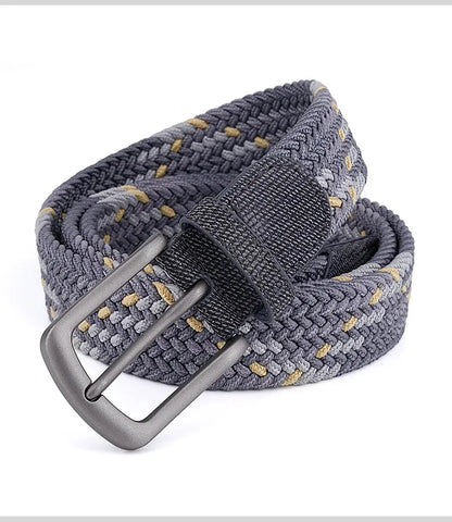 Ceinture en toile tissée pour hommes, tout élastique, extensible, pour garçons, jeunes pantalons polyvalents, Jeans, ceinture à la mode boutonnée