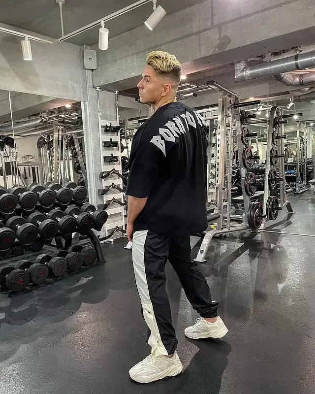 Coupe ample hommes été automne sport T-Shirt Fitness basket-ball à manches courtes élastique haut décontracté en Style coréen grande taille