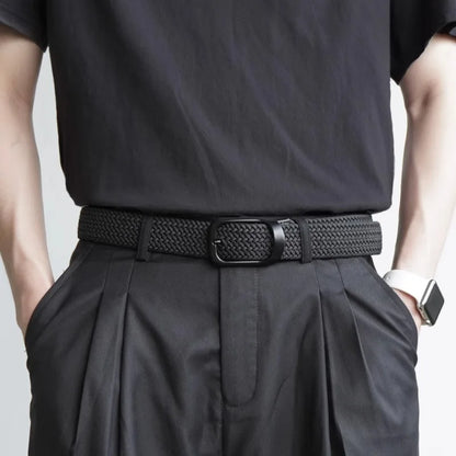Ceinture tissée élastique en toile extensible pour hommes et femmes, sans trous, sans poinçon, pour pantalons d'étudiant polyvalents de Style coréen