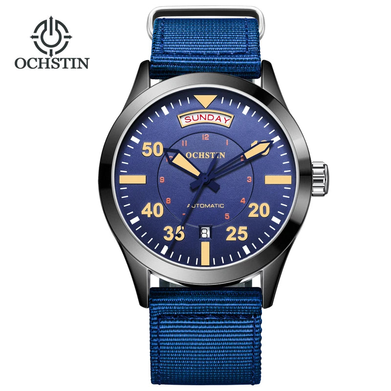 OCHSTIN hommes mode luxe mécanique automatique Date semaine montre couverture arrière transparente Design créatif avec cadran calendrier vert