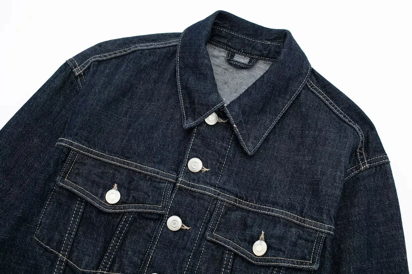 HH – costume en Denim Vintage pour femme, manteau à revers à manches longues et simple boutonnage + jean taille haute à jambes larges, ensemble de mode de rue, automne 2024