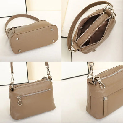 Sac à bandoulière en cuir de vachette pour femme, couche de tête, grande capacité, multi-compartiments, décontracté, sac à ati elles pratique, initié