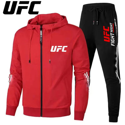 UFC – combinaison de sport de loisirs pour hommes et femmes, veste pantalon à la mode, ensemble de chapeaux de moto d'extérieur imprimés, nouvelle collection 2025