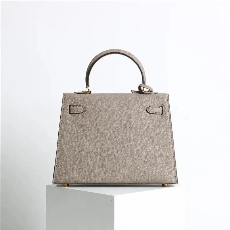 Sac à main en cuir véritable 2025, nouveau Style polyvalent, tendance, Texture haut de gamme, sac à bandoulière, sac Kelly de deuxième génération