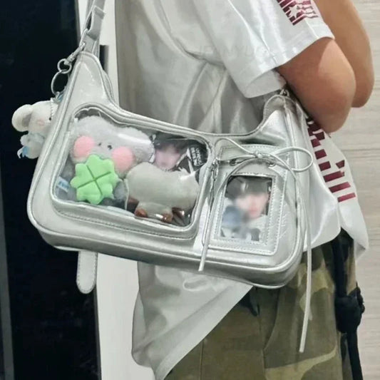 Sac à bandoulière transparent pour femme, sac à main preppy pour femme, sac à bandoulière scolaire, sac à main pour femme, designer japonais, Y2K, lancé Harajuku, coréen, Ita