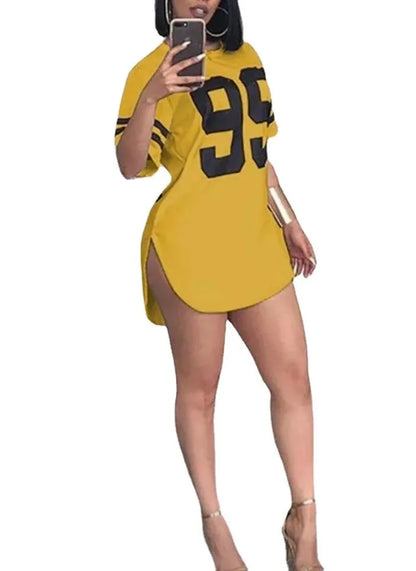 T-shirts femme qualité supérieure printemps/été lettres ample col rond manches courtes mode dames hauts t-shirt robe SJL9