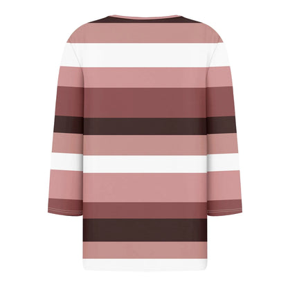 Pull décontracté à col en V pour femmes, manches 3/4, imprimé, été, délicat, 03/chemises, chemisiers