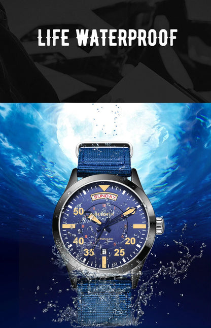 OCHSTIN hommes mode luxe mécanique automatique Date semaine montre couverture arrière transparente Design créatif avec cadran calendrier vert