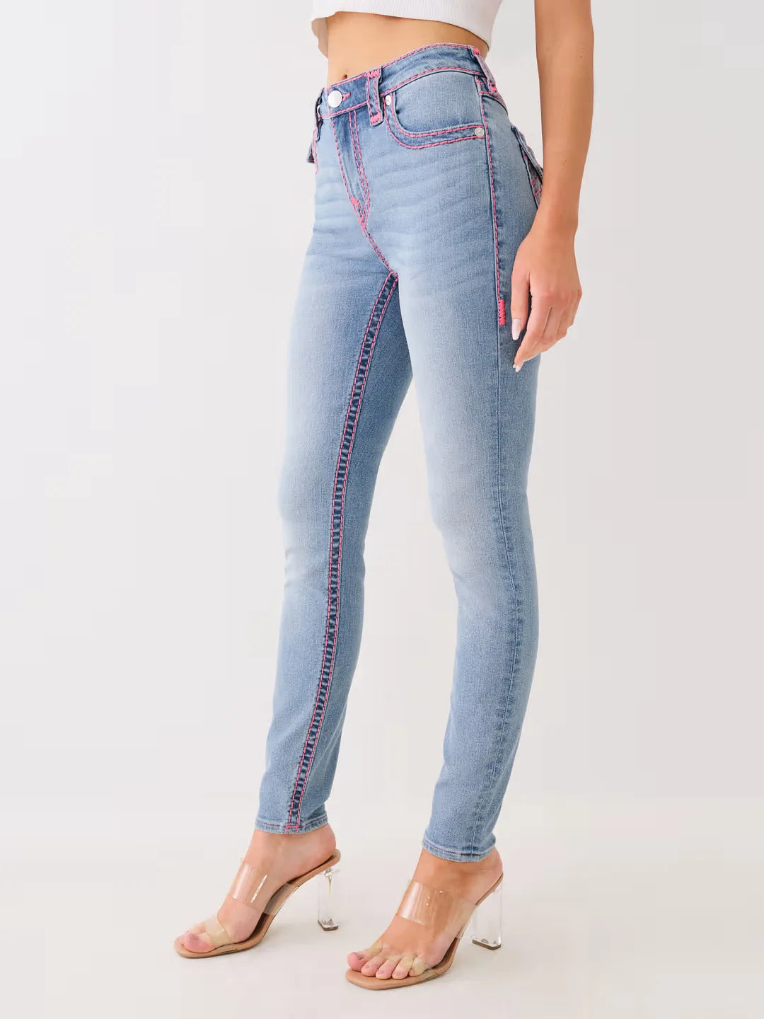 Jennie taille moyenne Super T Jean maigre broderie femmes Jean haute rue Sexy taille haute Jean femme décontracté serré lavé pantalon