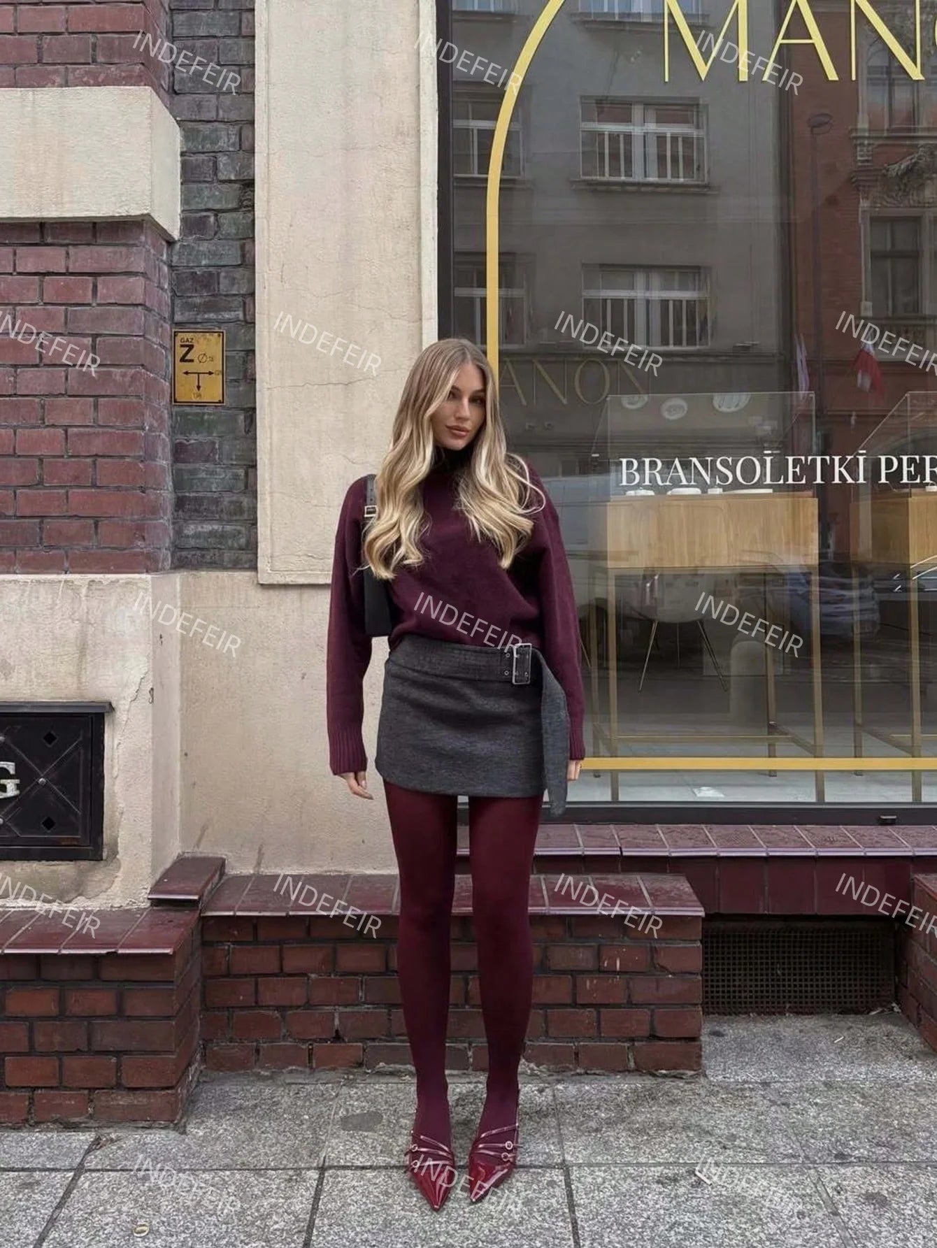 Indefeir femmes printemps nouvelle mode Simple doux basique bordeaux tricots pull tricots