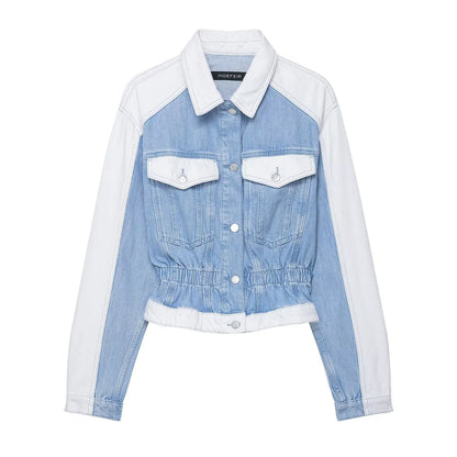 HH – costume en Denim Vintage pour femme, manteau à revers à manches longues et simple boutonnage + jean taille haute à jambes larges, ensemble de mode de rue, automne 2024