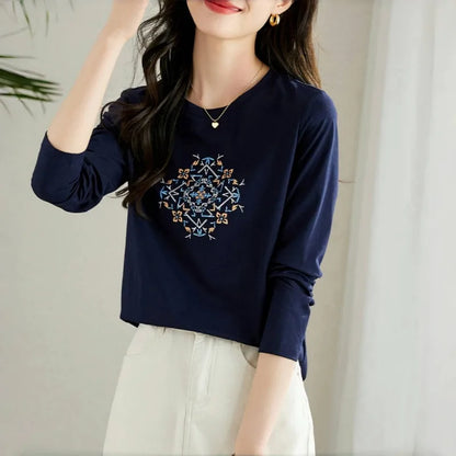 T-shirt à manches longues pour femmes, haut fin et ample, à la mode, intérieur et extérieur, printemps et automne, 2025