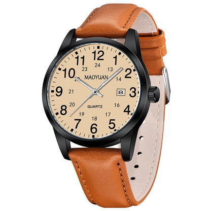 MAOYUAN 2025 nouveau haut montre pour hommes calendrier sport loisirs mode Style marron noir cuir étanche montre à Quartz