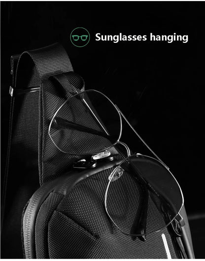 Sac à Bandoulière Multifonction Extensible et Étanche pour Homme, Sacoche de Poitrine, Voyage