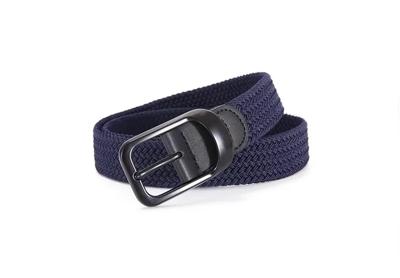 Ceinture tissée élastique en toile extensible pour hommes et femmes, sans trous, sans poinçon, pour pantalons d'étudiant polyvalents de Style coréen