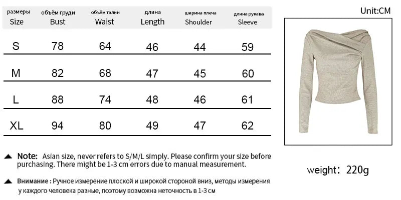 T-shirt femme automne nouveau Streetwear mode manches longues plis décontracté mince t-shirts solide Sexy épaules nues élégant femme T-shirt