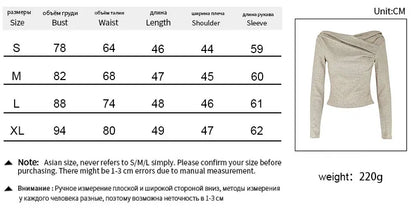 T-shirt femme automne nouveau Streetwear mode manches longues plis décontracté mince t-shirts solide Sexy épaules nues élégant femme T-shirt