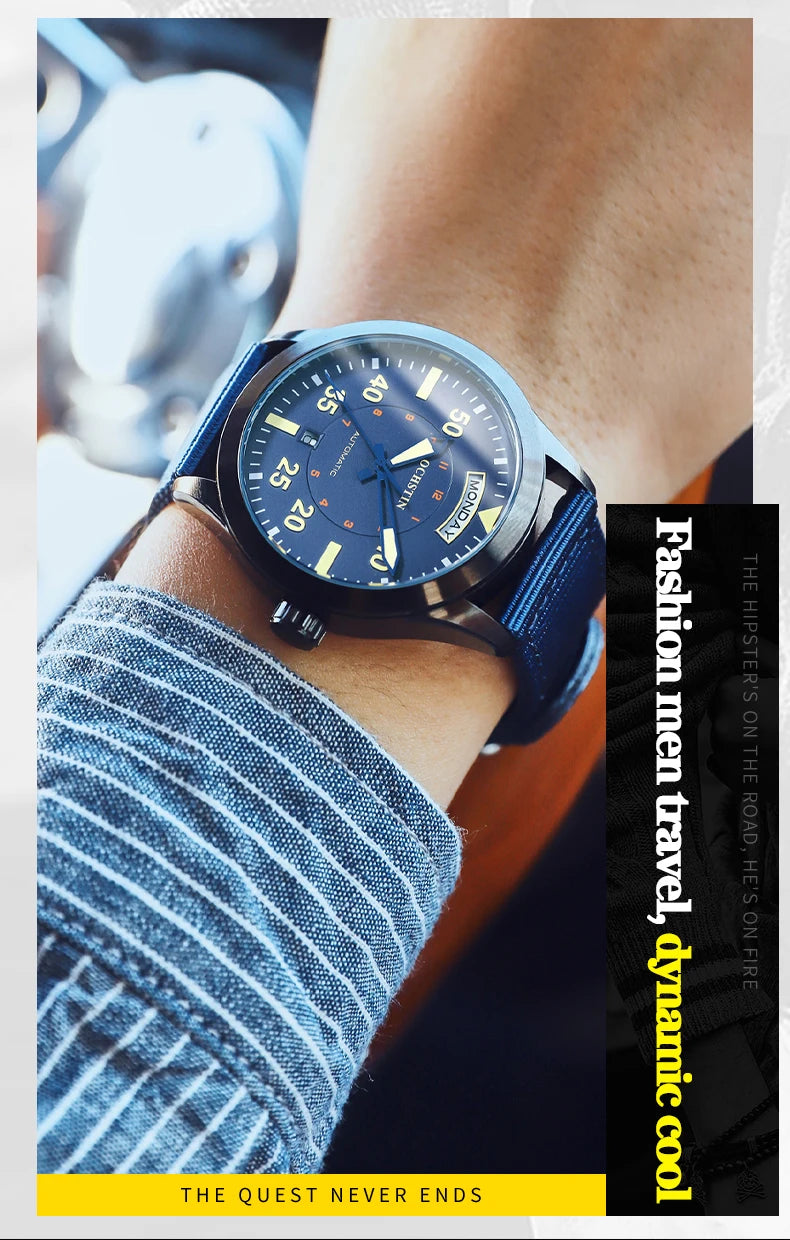 OCHSTIN hommes mode luxe mécanique automatique Date semaine montre couverture arrière transparente Design créatif avec cadran calendrier vert