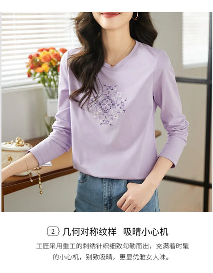 T-shirt à manches longues pour femmes, haut fin et ample, à la mode, intérieur et extérieur, printemps et automne, 2025