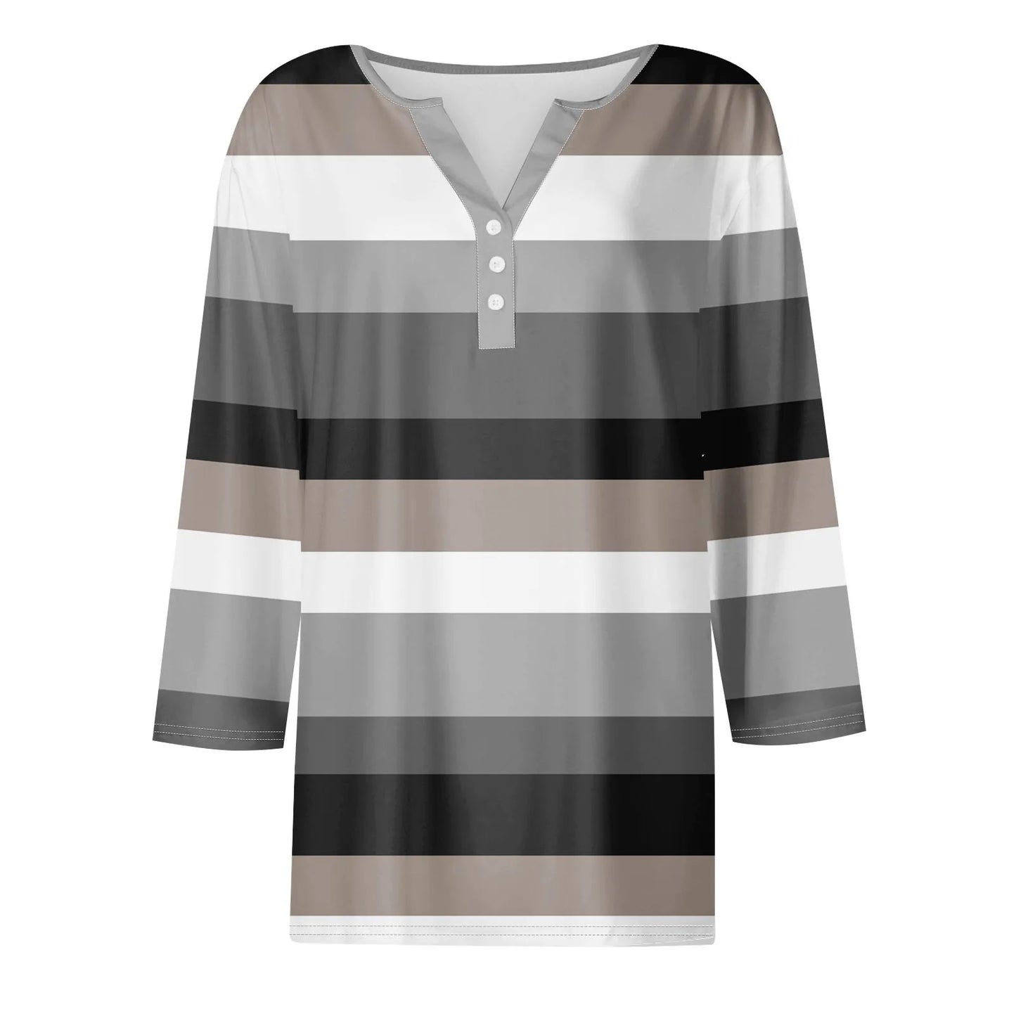 Pull décontracté à col en V pour femmes, manches 3/4, imprimé, été, délicat, 03/chemises, chemisiers