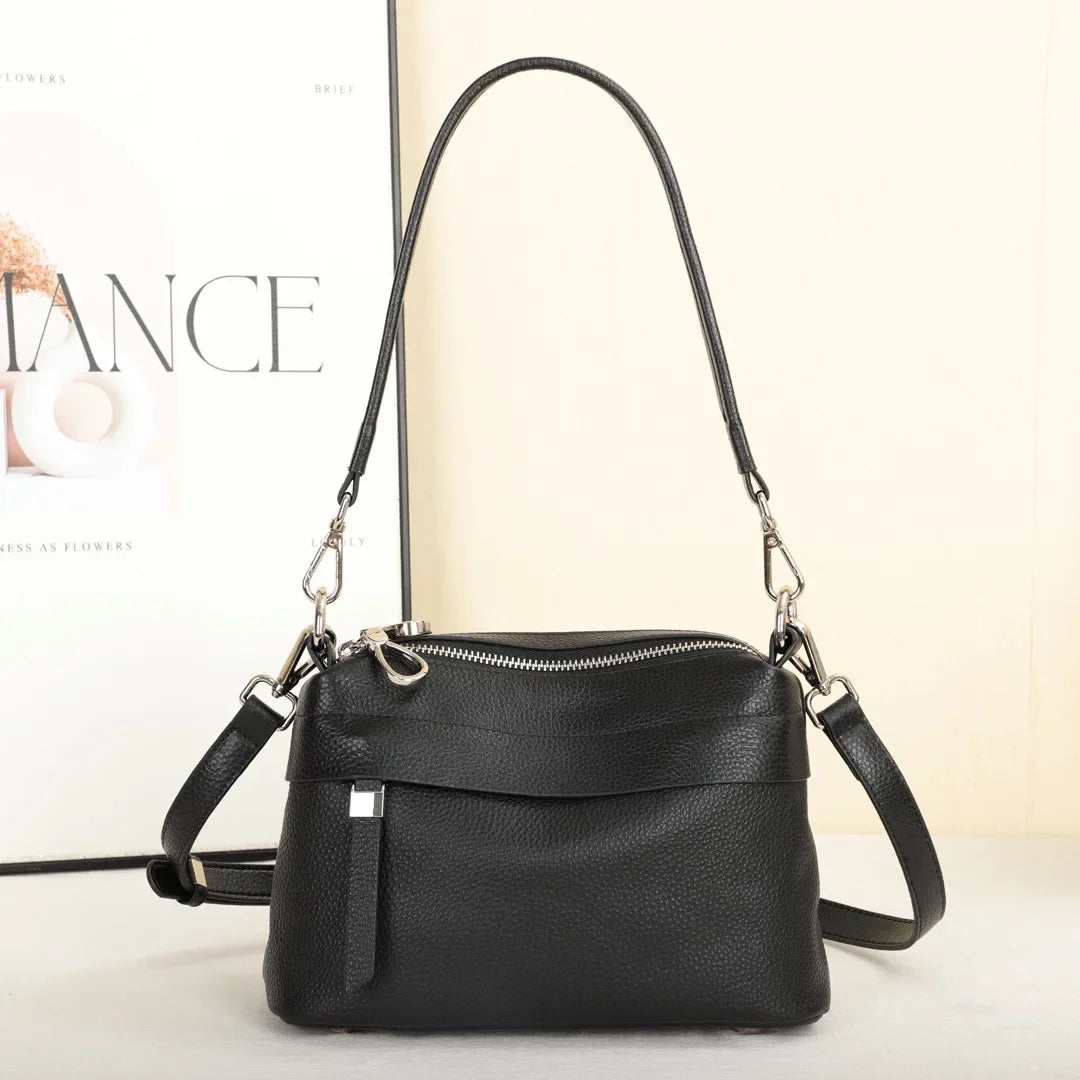 Sac à bandoulière en cuir de vachette pour femme, couche de tête, grande capacité, multi-compartiments, décontracté, sac à ati elles pratique, initié