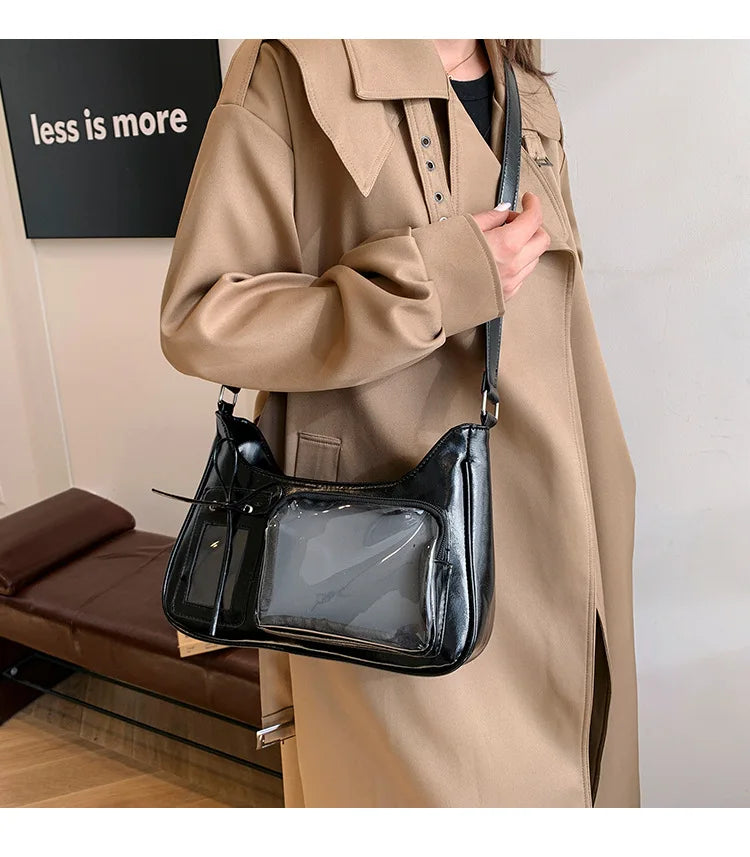 Sac à bandoulière transparent pour femme, sac à main preppy pour femme, sac à bandoulière scolaire, sac à main pour femme, designer japonais, Y2K, lancé Harajuku, coréen, Ita
