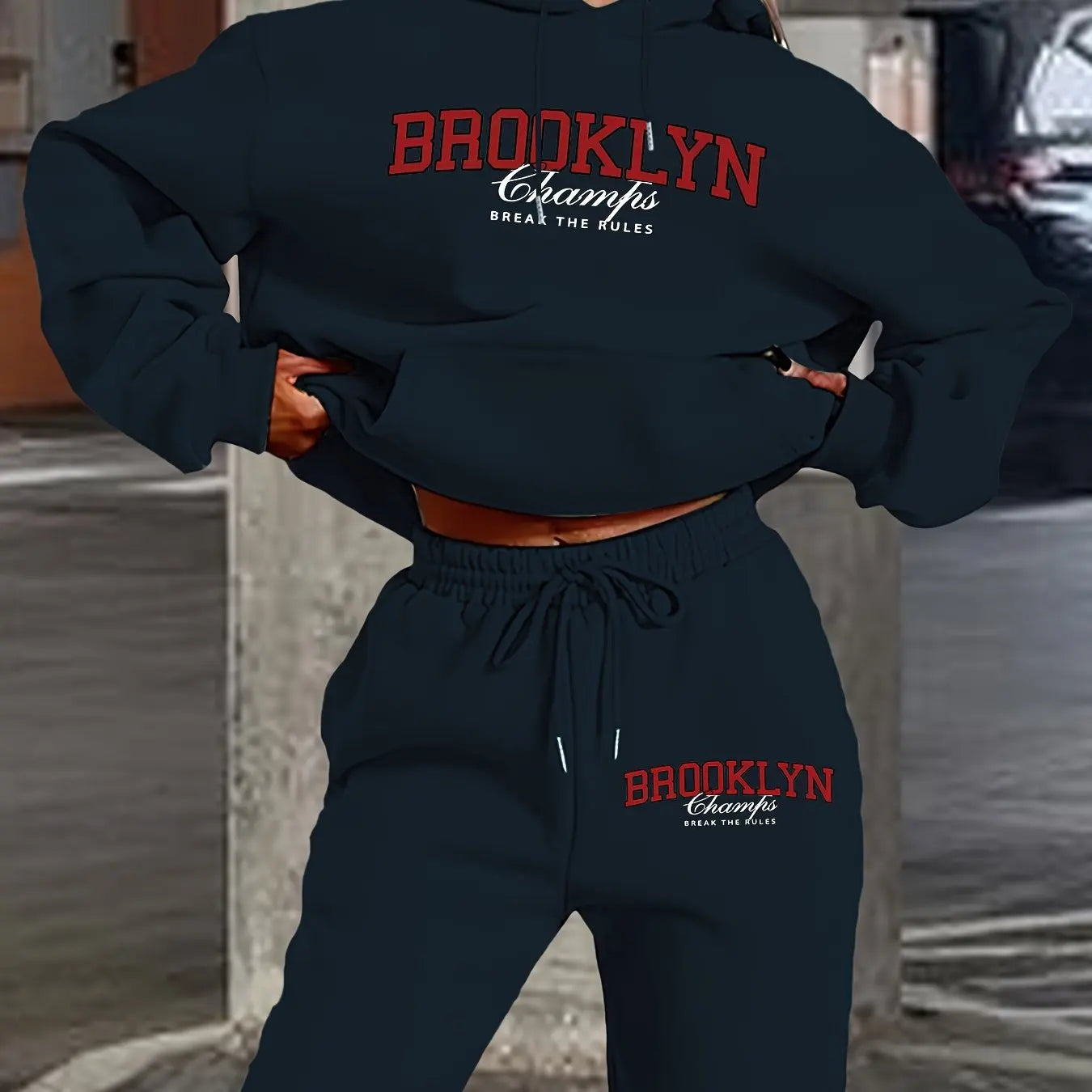 Ensemble pantalon décontracté imprimé Cool pour femmes, sweat à capuche à manches longues avec poches et cordon de serrage, sweat-shirt ample avec lettres imprimées