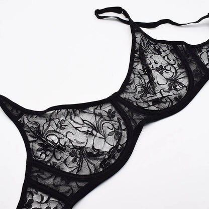 Sous-vêtements pour femmes dentelle soutiens-gorge à armatures BH évider broderie élégant décontracté Sexy Lingerie hauts grande taille brassière
