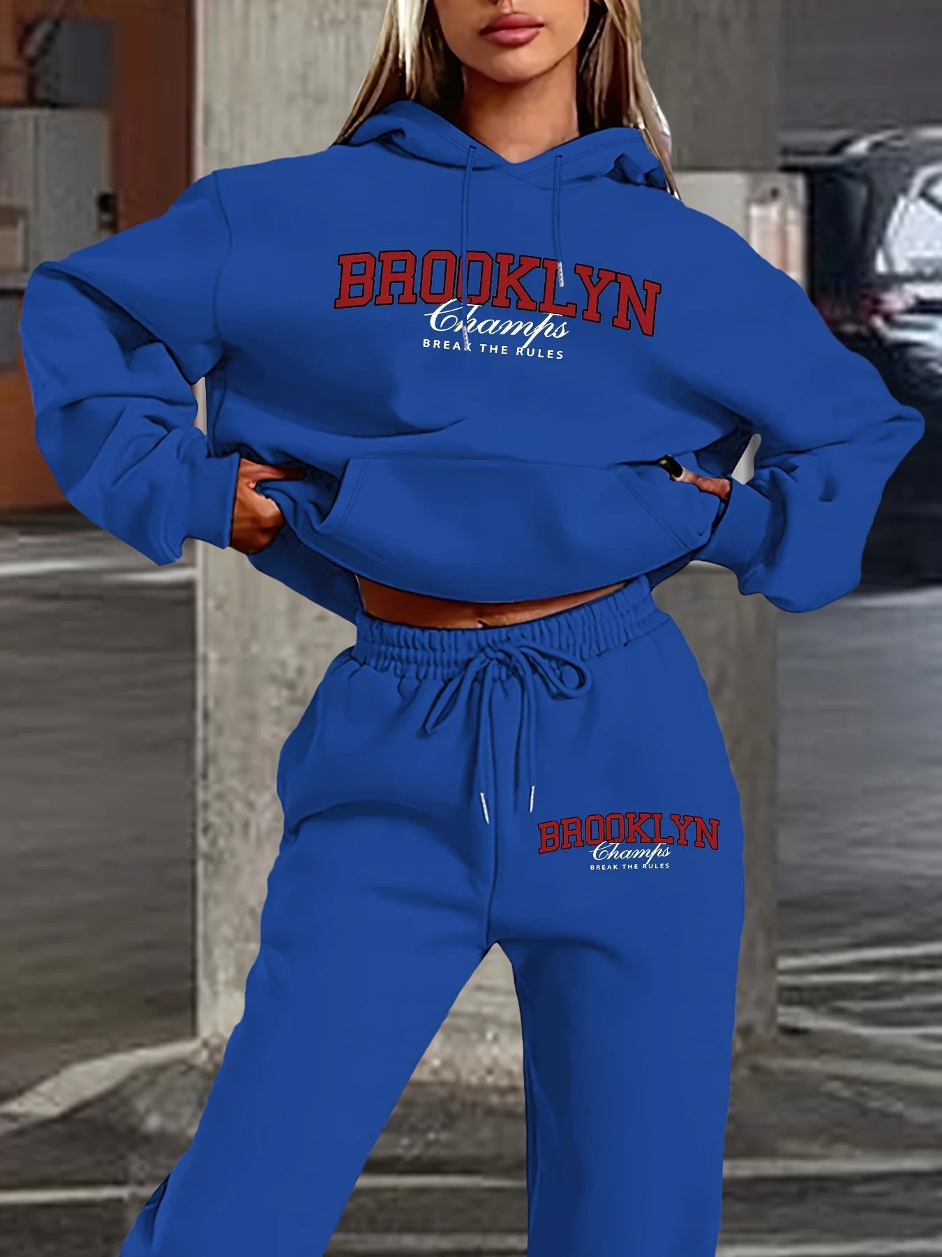 Ensemble pantalon décontracté imprimé Cool pour femmes, sweat à capuche à manches longues avec poches et cordon de serrage, sweat-shirt ample avec lettres imprimées