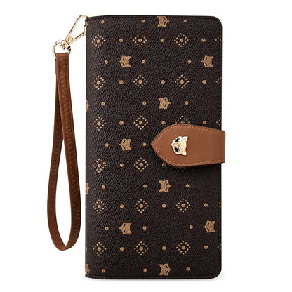 FOXER femmes Long portefeuille carte et porte-passeport élégant pochette dame monogramme PVC avec bracelet sac de téléphone portable femme porte-monnaie