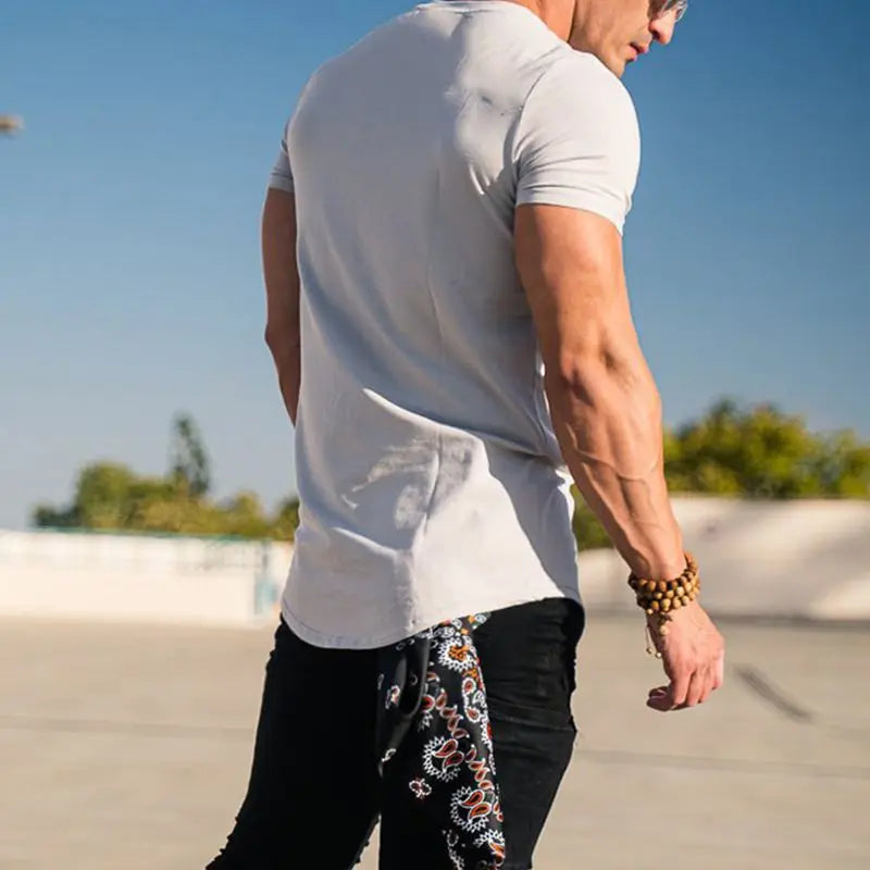 Sport Fitness T-shirt hommes musculation à manches courtes chemise d'entraînement entraînement Sport course Gym T-shirt été hauts T-shirt Rashgard