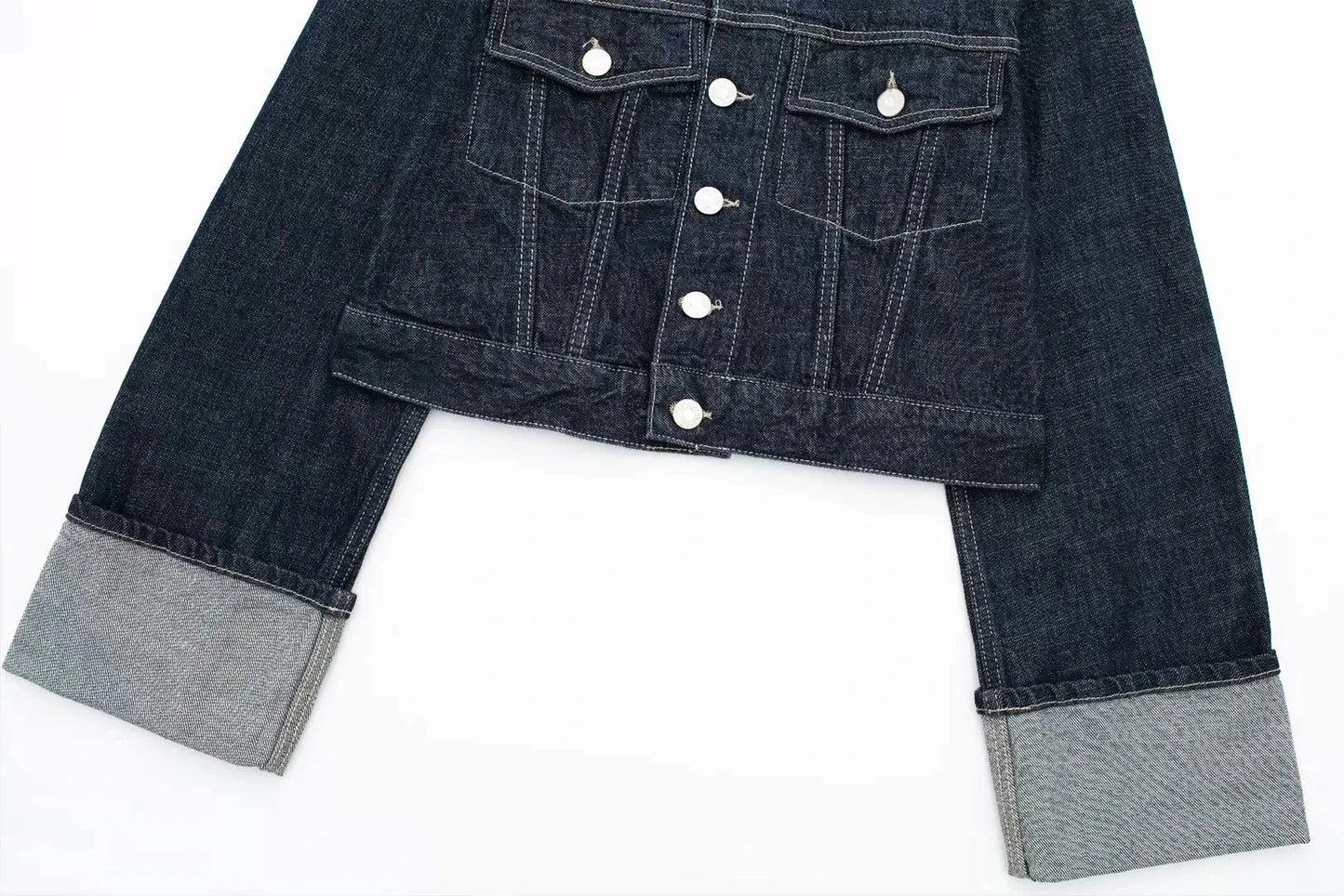 HH – costume en Denim Vintage pour femme, manteau à revers à manches longues et simple boutonnage + jean taille haute à jambes larges, ensemble de mode de rue, automne 2024