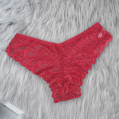 Sous-vêtements en dentelle pour femmes, culotte Sexy, couleur unie, culotte transparente, intimes, taille basse, Lingerie pour femmes,sous vetements femmes romantique