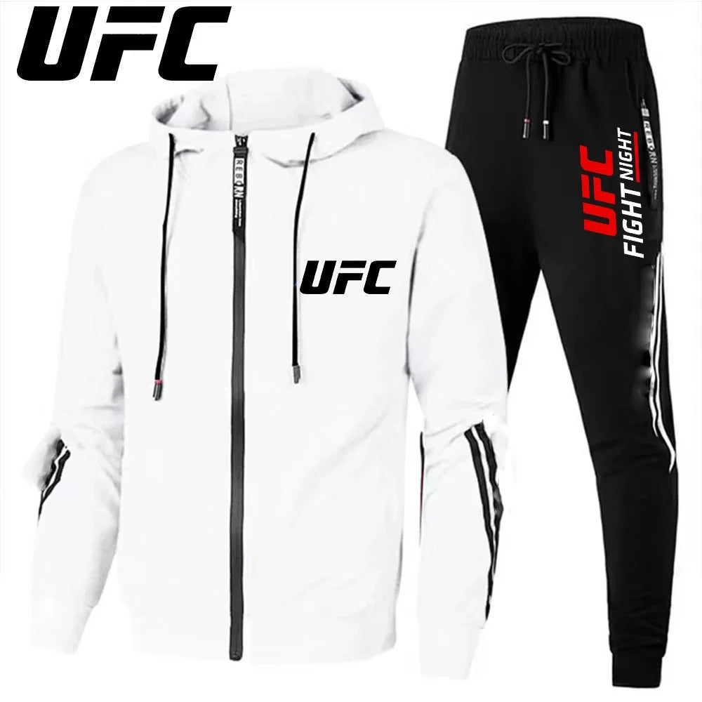 UFC – combinaison de sport de loisirs pour hommes et femmes, veste pantalon à la mode, ensemble de chapeaux de moto d'extérieur imprimés, nouvelle collection 2025