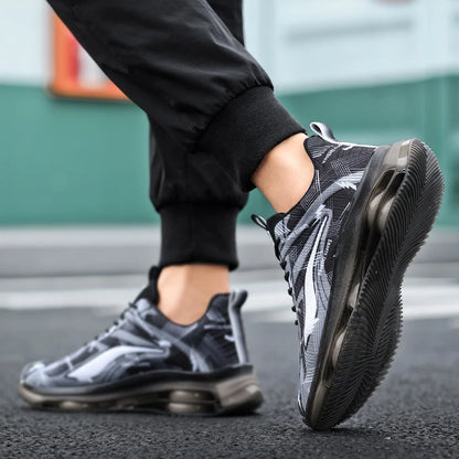 Chaussures de basket-ball tendance pour hommes avec coussins d'air, confortables et antidérapantes, respirantes et absorbant les chocs, adaptées aux activités de plein air pour hommes